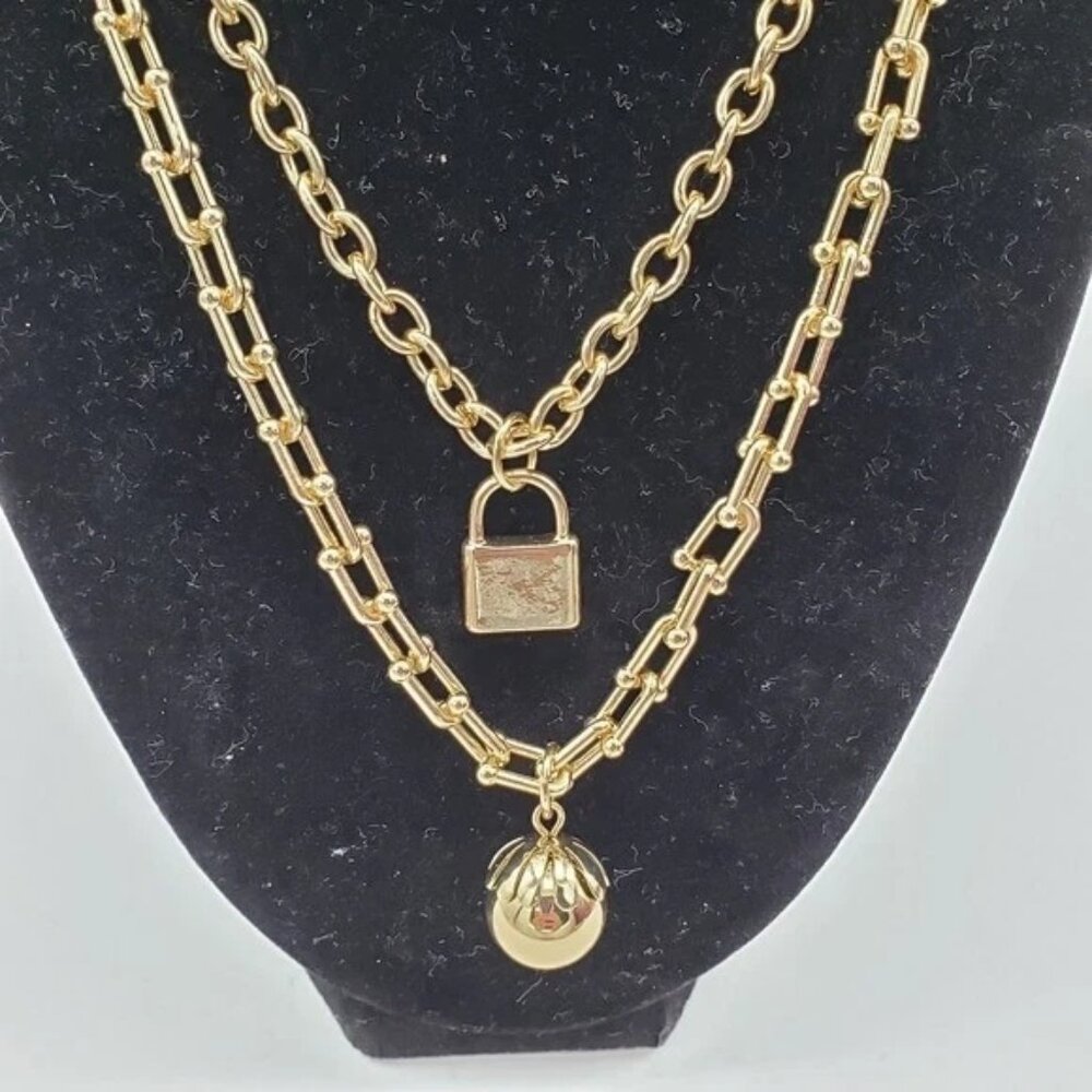 Authentic Louis Vuitton Lock & Key W/ Unbranded Stainless Steel Gold Heart Chain - Picture 7 of 13